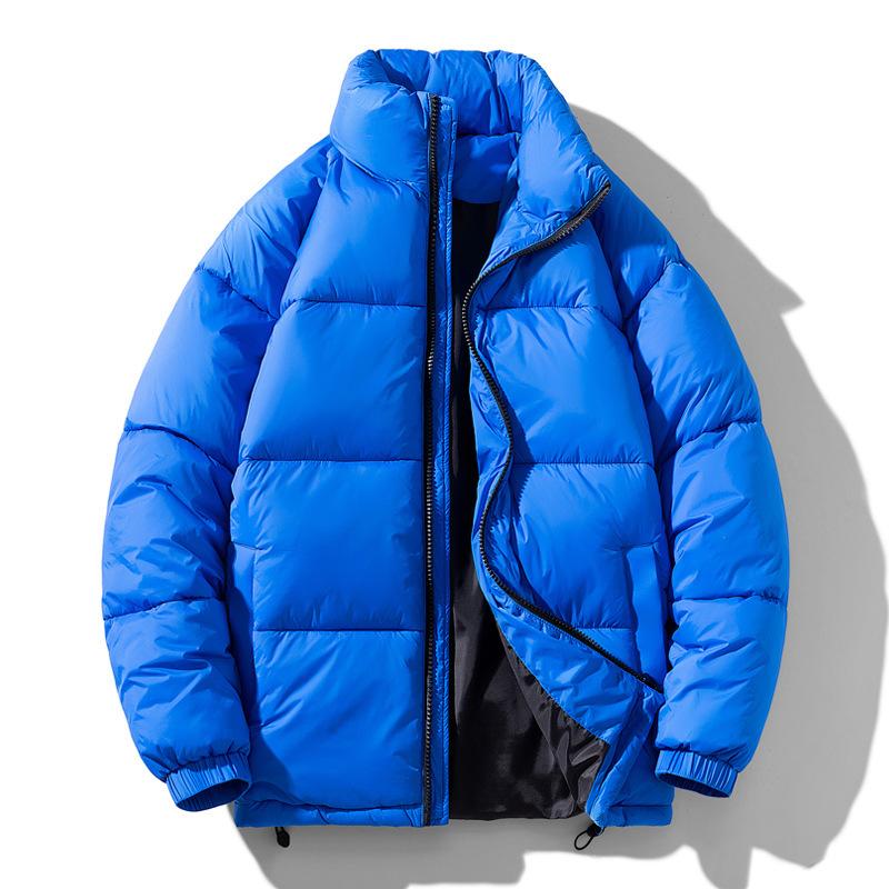 Winter Adjustable Hem Padded Jacket Korean Version Loose Solid Color Stand-up Collar Thickened Youth Cardigan Padded Jacket