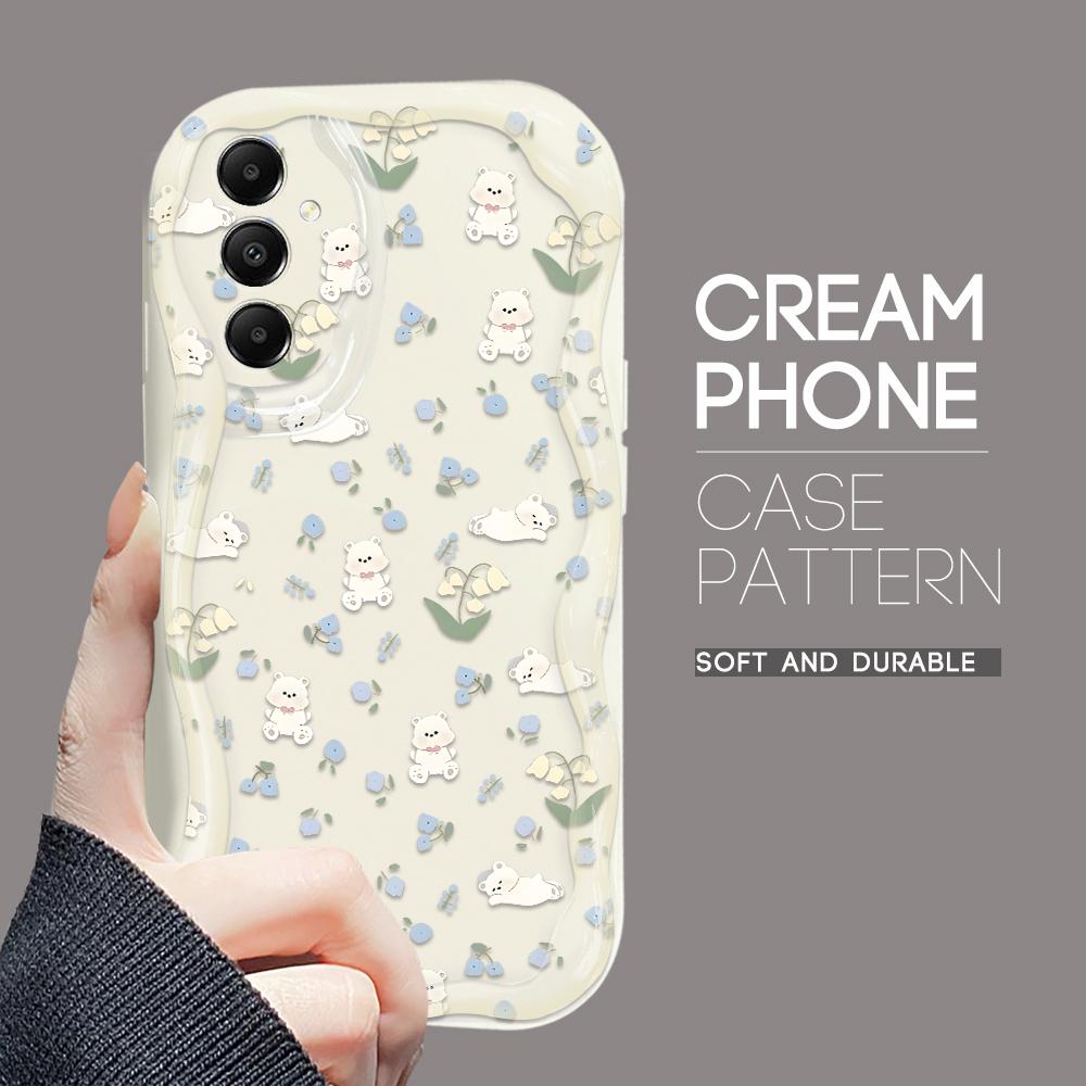 Cute Cartoon Pattern Cream Texture Casing Wavy Edge Soft Silicone Cover Phone Case for Samsung
