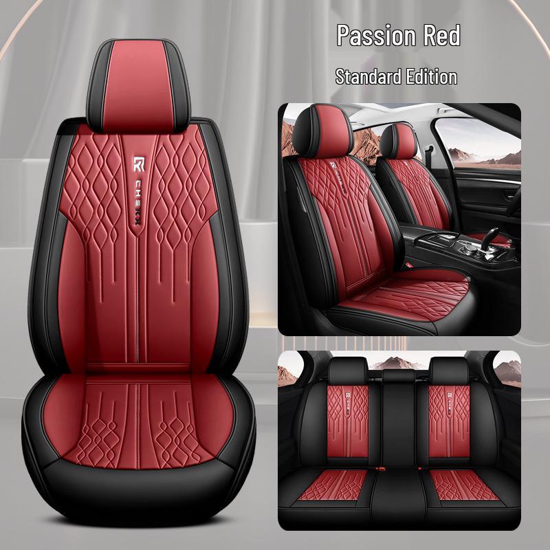 3D Fully Enclosed Leather Car Seat Cushion Cover for Sedans - All-Season Use