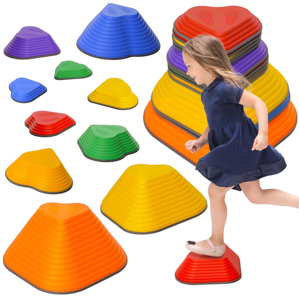 Set da 11 Pezzi di Sassi da Equilibrio a Forma di Cuore per Bambini e Sviluppo Motorio, Multicolore