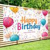 2D Vibrant Confetti Birthday Backdrop with Colorful Balloons for Birthday Party Photo Booth