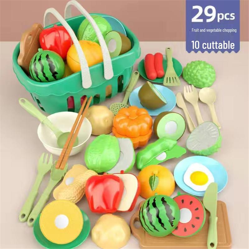 Kids' Velcro Fruit & Veggie Cutting Set - Magnetic Dollhouse Toy for Boys & Girls
