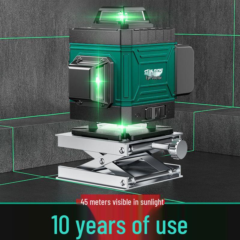 12-Line Green Laser Level with Infrared, Outdoor Strobe, Wall & Floor Mount, Automatic Leveling, Water-Resistant