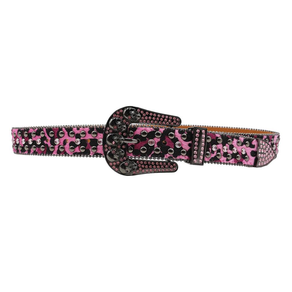 Punk European-American Skull Rhinestone Hip Hop Belt