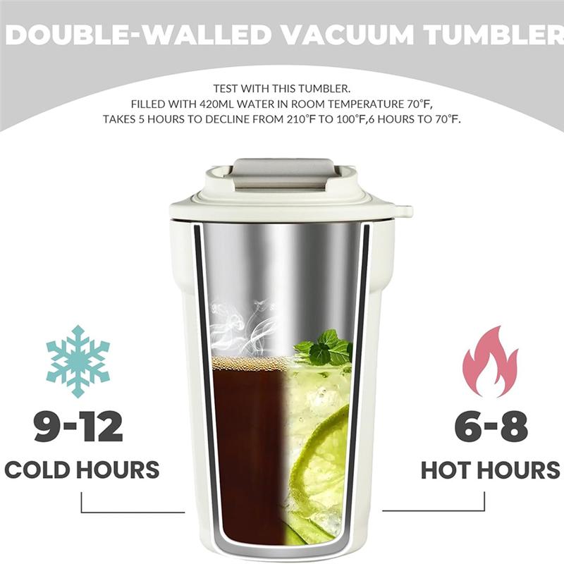 Practical-Octagonal Diamond Coffee Cup, Double-Layer Vacuum Insulated Coffee Cup. Travel Coffee Cup With Leak-Proof Lid
