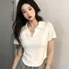 Short-Sleeved T-shirt Women's Short Skinny T-shirt Summer Design Retro Hot Girl Top Clothes Polo