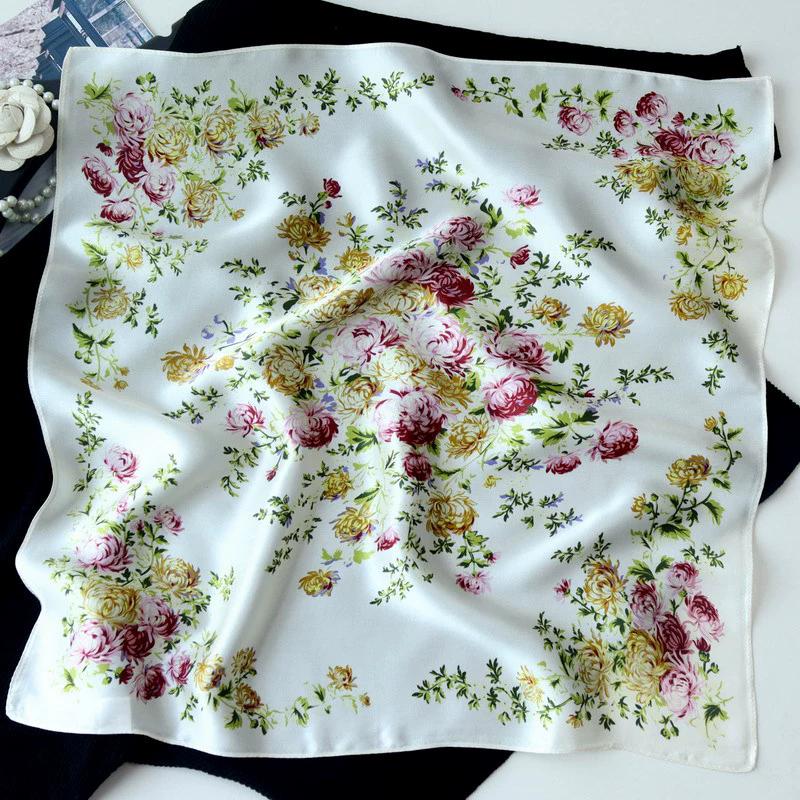 Neuer 100% Naturseide Schal Halstuch Foulard Damen Bandana Schals Frauen Hijab Schal Wickeltuch Quadratisches Kopftuch