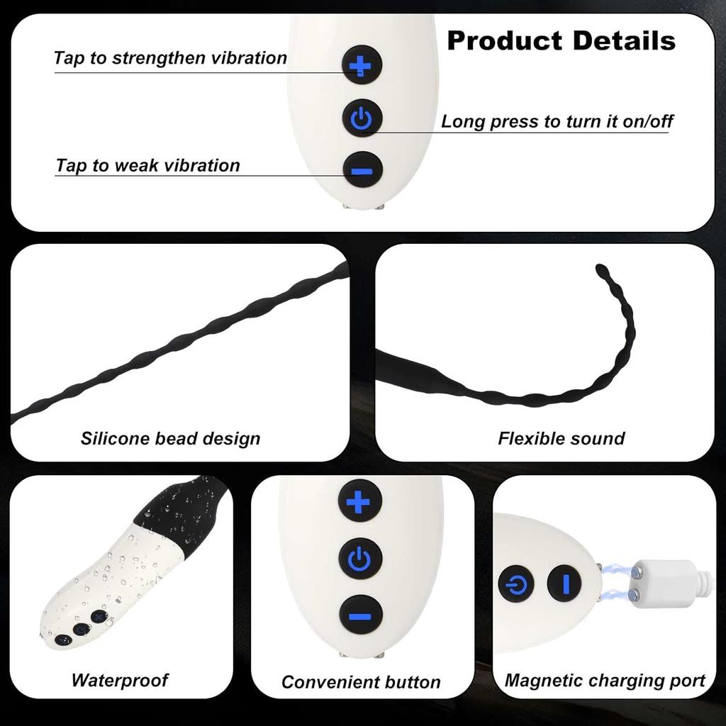 Pánský masturbátor Uretrální zástrčka Dilatátor 20 vibračních režimů USB Magneticky dobíjecí Uretrální vibrátor pro stimulaci penilní uretry Sexuální hračka pro dospělé