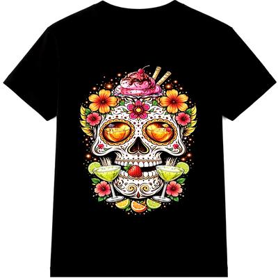 Sugar Skull T Shirt Day Of The Dead Floral Calavera Tattoo Graphic Tee
