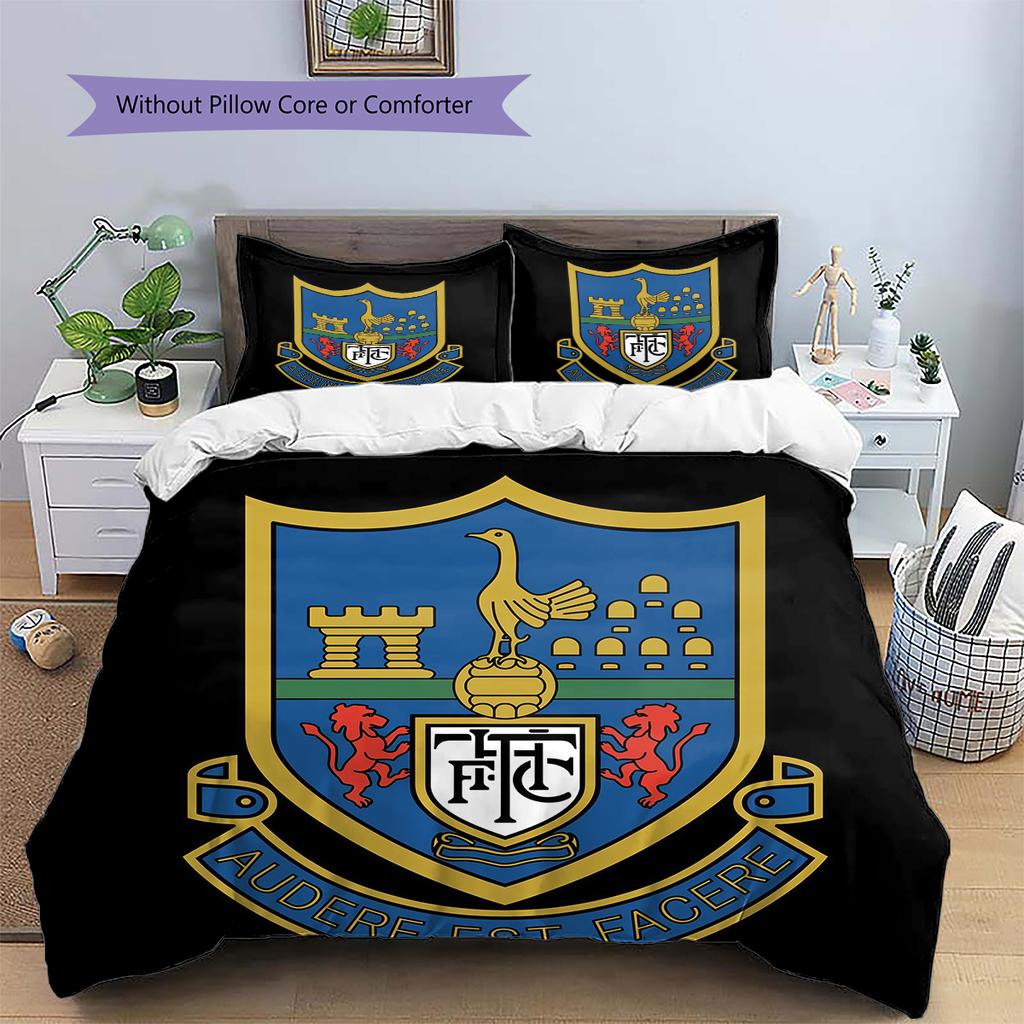 FC Tottenham Hotspur Logo Pattern Bedding Home Decoration Birthday Gift (1 * Duvet Cover + 2 * Pillowcase, Without Core)