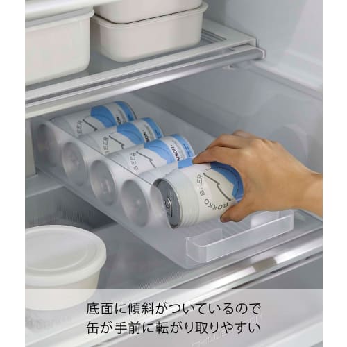 Yamazaki Tower Refrigerator Can Storage, White, Approx. W37.5 x D14 x H8.2cm, 5766, for Refrigerator Storage