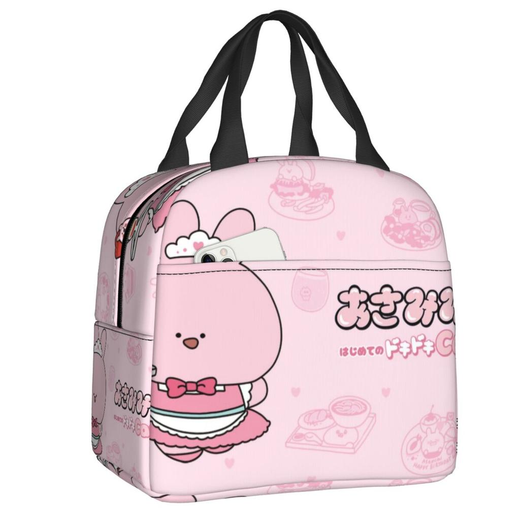 Custom Asamimichaan Anime Cartoons Asamimi Insulated Lunch Bags for Women Resuable Thermal Cooler Bento Box Work School Travel