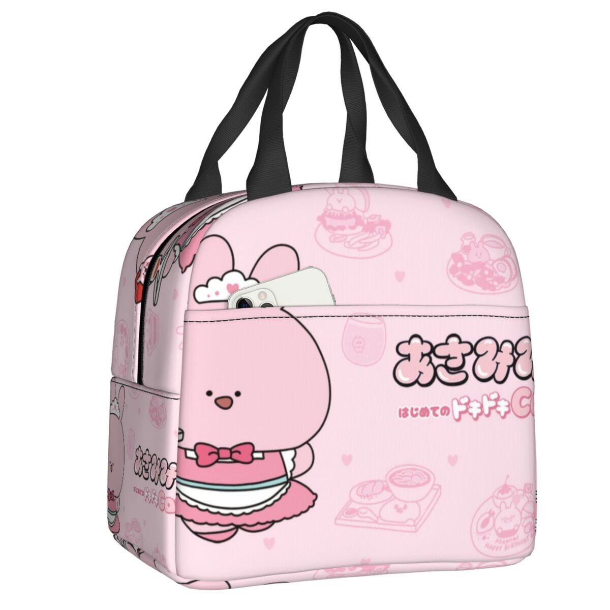 Custom Asamimichaan Anime Cartoons Asamimi Thermal Insulated Lunch Bags Women Resuable Lunch Tote School Multifunction Food Box 22x20x13cm