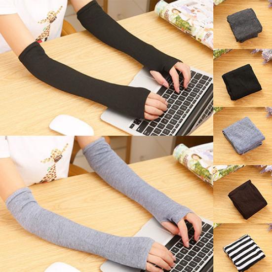 Fashion Women Lady Knitted Long Fingerless Gloves Wrist Arm Hand Warmer Winter