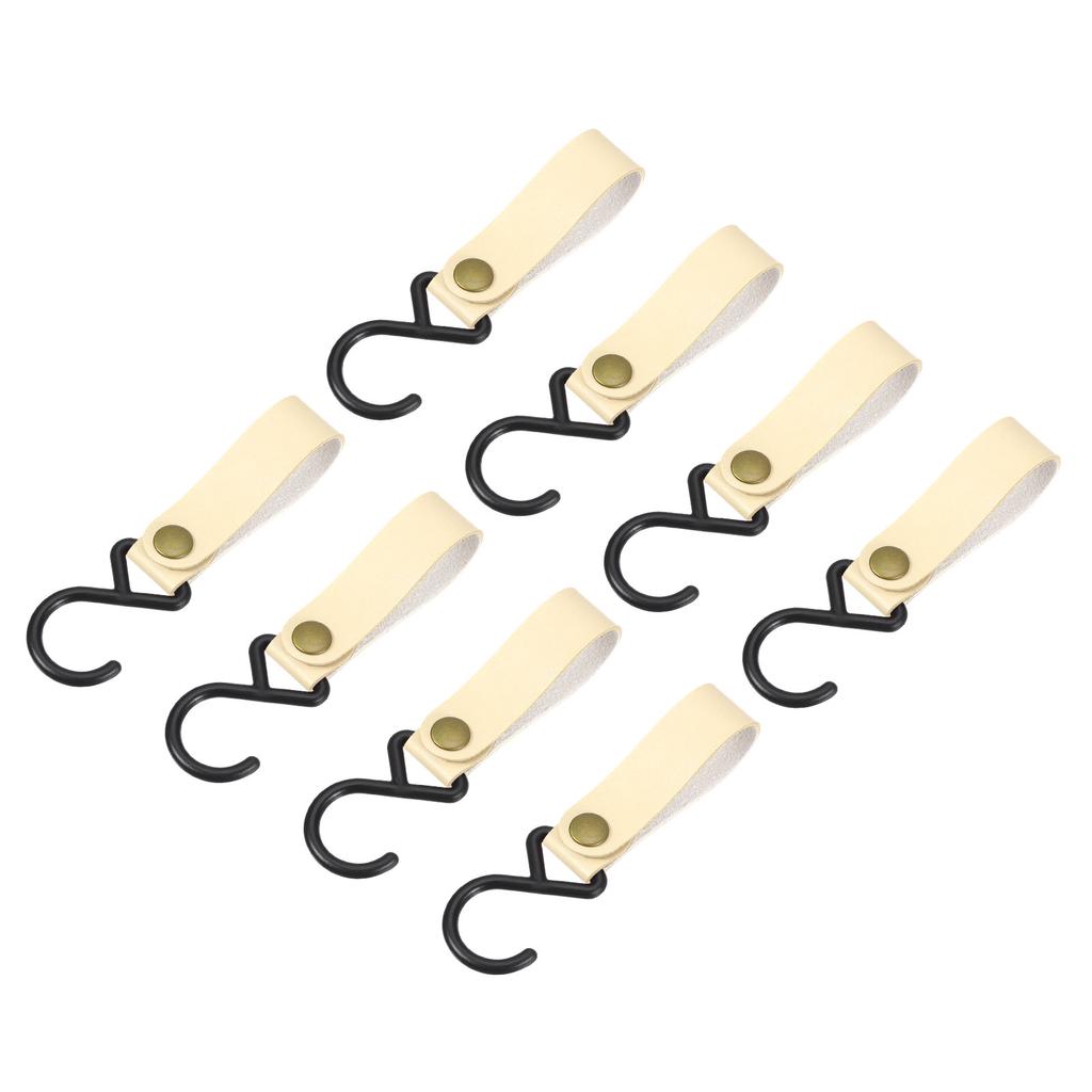 8pcs Leather S Hooks Camping Hook Hanger Multipurpose S-Shaped Hangers for Outdoor Picnic Hanging Pots Pans Utensils For Kitchen
