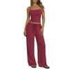 Spring Summer Women Camisole Crop Top Long Pants Casual Wide Leg Pants Lazy Style Set