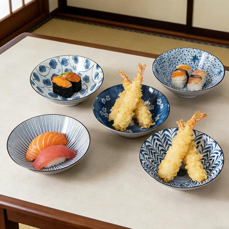 Японская индиговая подглазурная миска Мино-яки