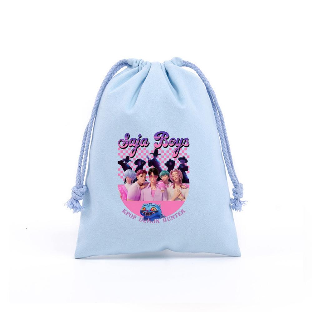 KPop Demon Hunters Storage Drawstring Bag Music Cartoon Party Cookies Candy Package Kids Gift Bags Print Cotton Key Pouch