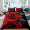 Valentine's Day Rose King Queen Duvet Cover Red White Floral Bedding Set Romantic Flowers Quilt Cover Polyester Comforter Cover