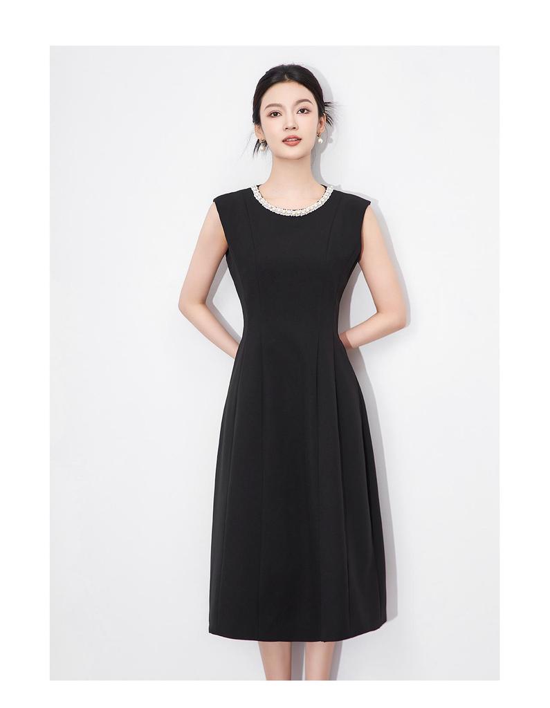 Early Autumn Light Luxury Hepburn-Style Sleeveless Waist-Hugging Dress for Women