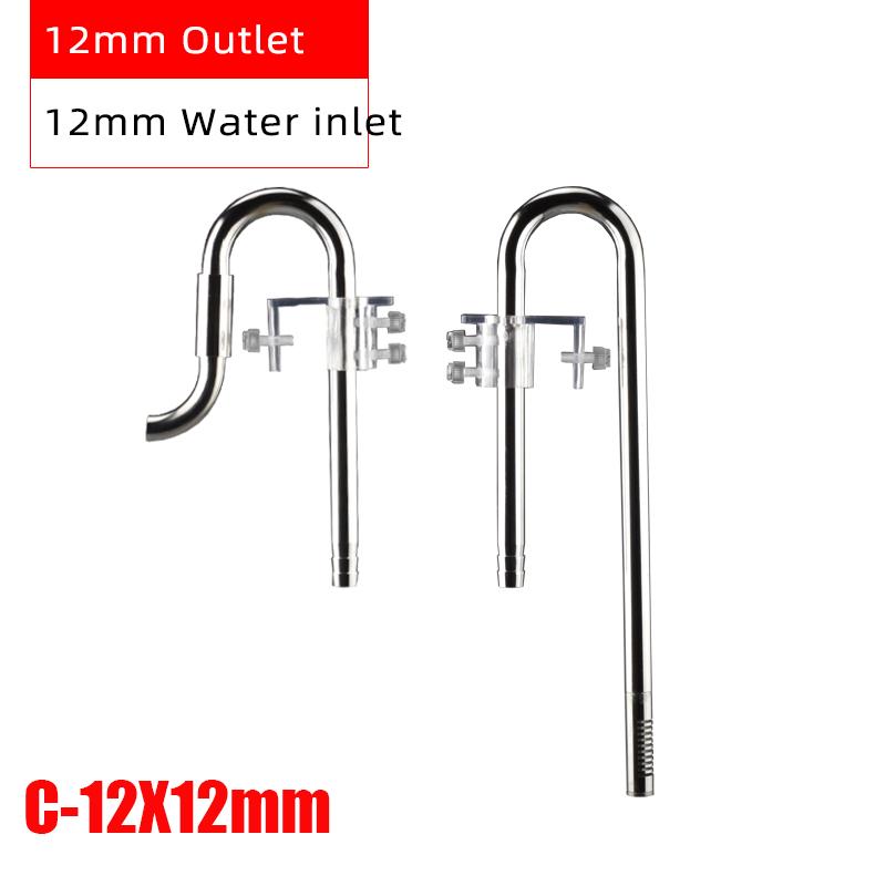 ZRDRAquarium Filter Stainless Steel External Filter Accessories Inlet and Outlet Water Remove Oil Film Lily Tube Aquarium filter C-12X12mm