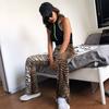 Jeans a zampa skinny a vita alta stampati Streetwear Donna