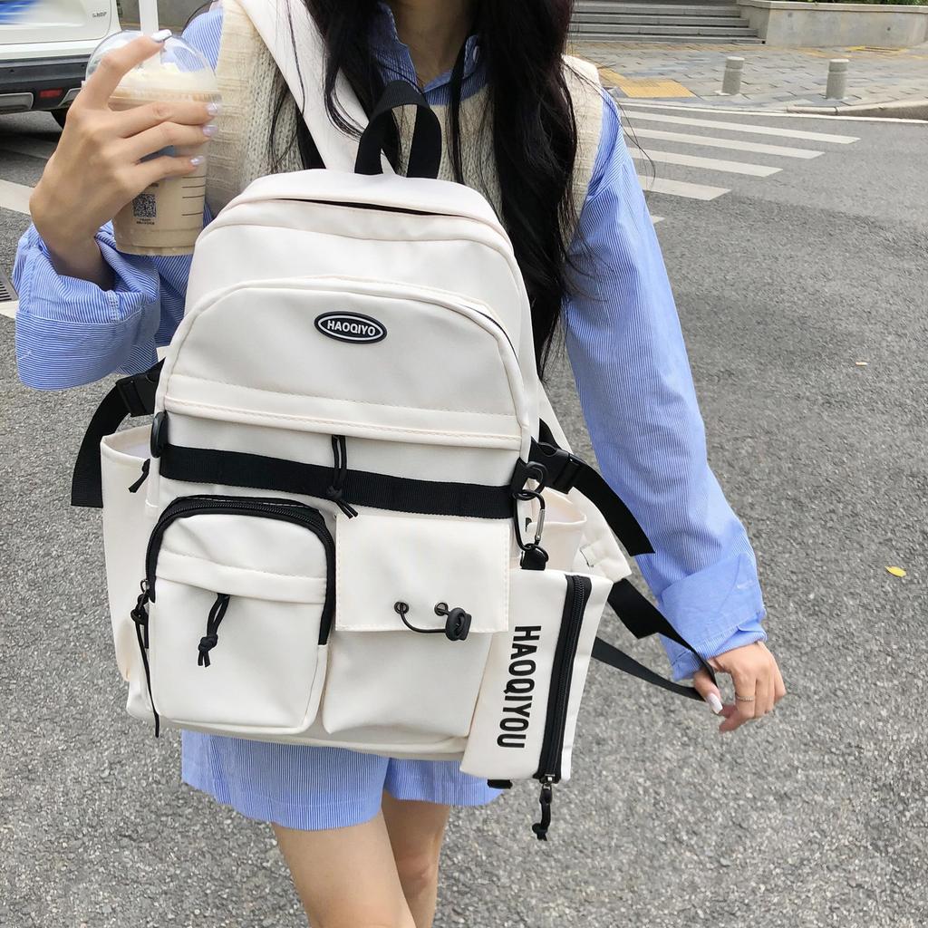 Large High School Casual Black [ZESU] Backpack, Korean, School, Capacity, Student, Women, Girls, Commuting, Students, Unisex, Lightweight, Rucksack,