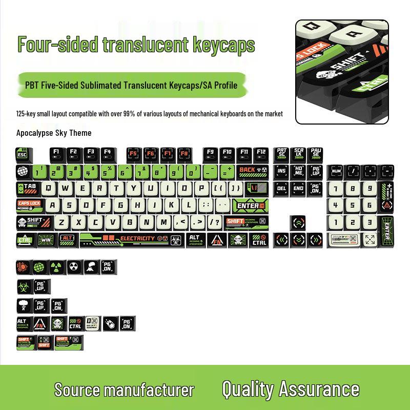 Four-Sided Translucent Color Keycaps for Customized Mechanical Keyboard