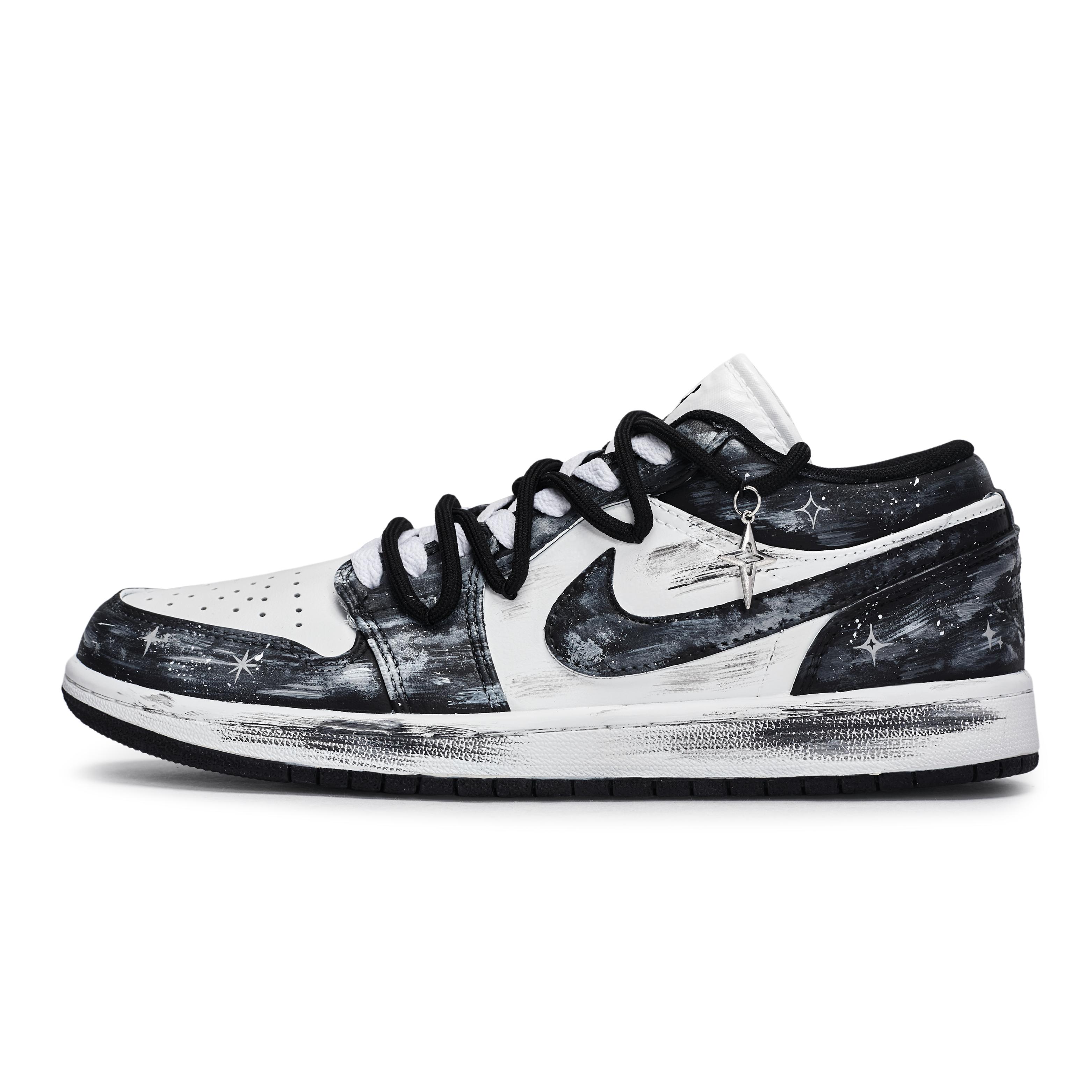 

Jordan Air Jordan 1 811 Manufacturing, Silver Starry Stream Low top Vintage Basketball Shoes Unisex Black White Gray DC0774-101(Team80-) 42