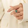 Retro Turquoise Adjustable Women's Ring, Hypoallergenic Titanium Steel, 18K Gold Finish, Japanese Korean Style
