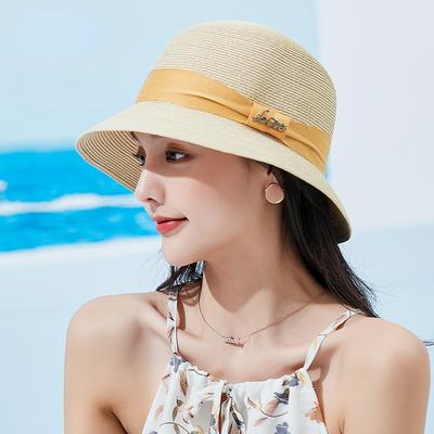 Lady Shopping Travelling Show Chic Fedora High Quality Small Brim Straw Hat Fashion Beach Sun Cap Woman Foldable Bucket Hats