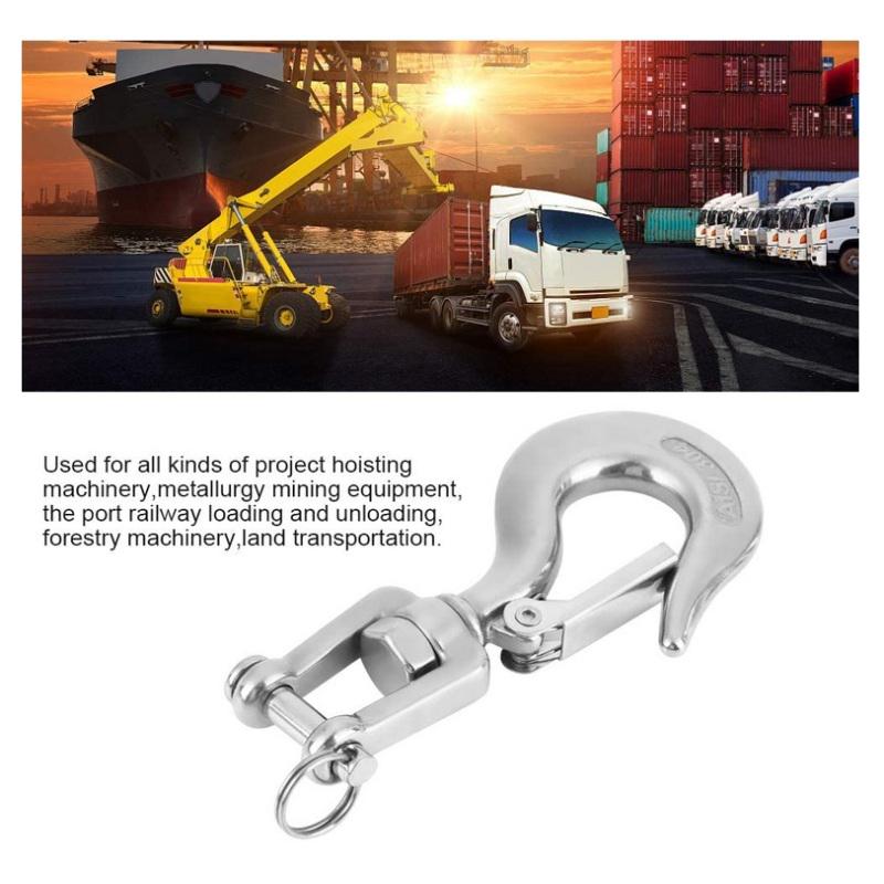 304 Stainless Steel Swivel Lifting Hook Steel Eye Hook With Latch Rigging Accessory