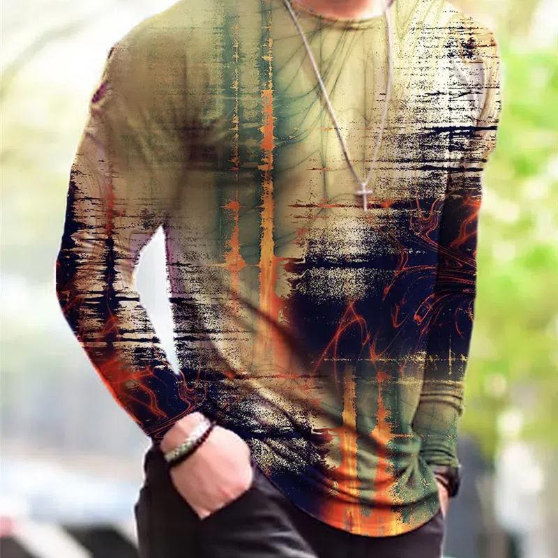 Gothic Street Style Hip Hop Rock Men's Long Sleeve T-Shirts Spring Autumn 3D Printing Youthful Vitality Tops Tees Plus Size 6XL