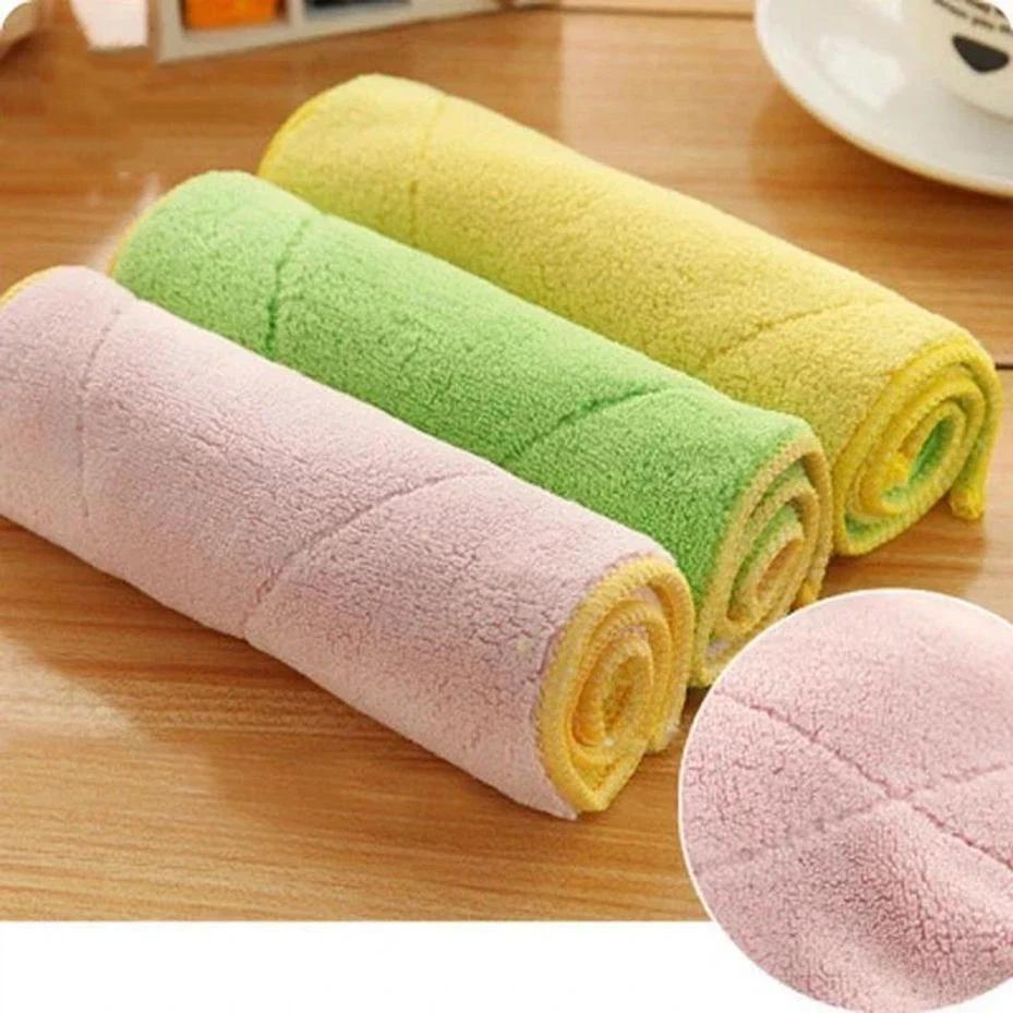 5 Pcs Absorbent Glass Kitchen Cleaning Cloths Rags Table Window Home Kitchen Supplies Household Cleaning Towel Tools