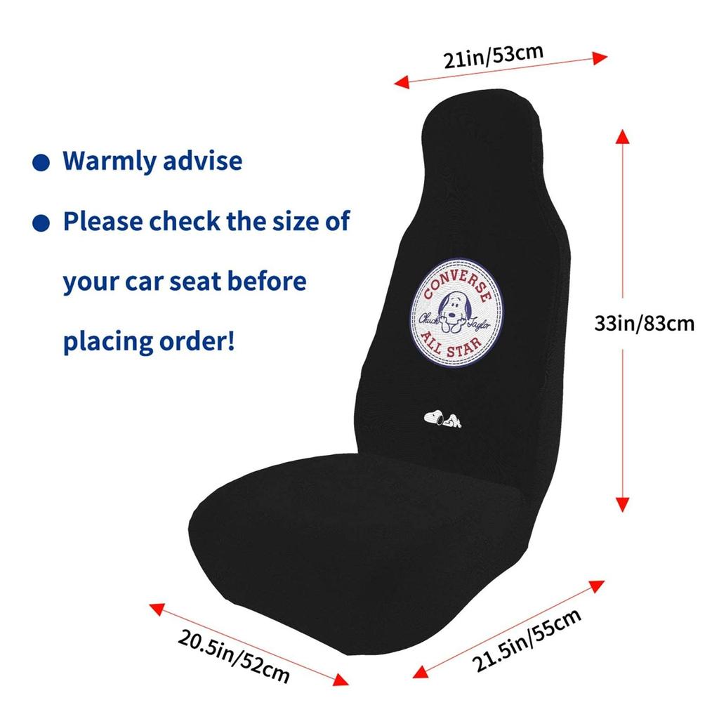 Snoopy Car Seat Set of Front Seat Covers for Light and Standard Full Coverage for Driver and Passenger Black Covers, 2, Cars, Seats,