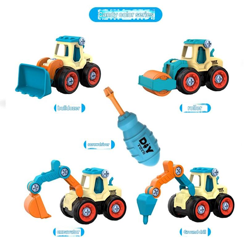 Toddler DIY Construction Truck Toy Set Kids Take-Apart Engineering Car with Screwdriver Tool Educational Building Excavator