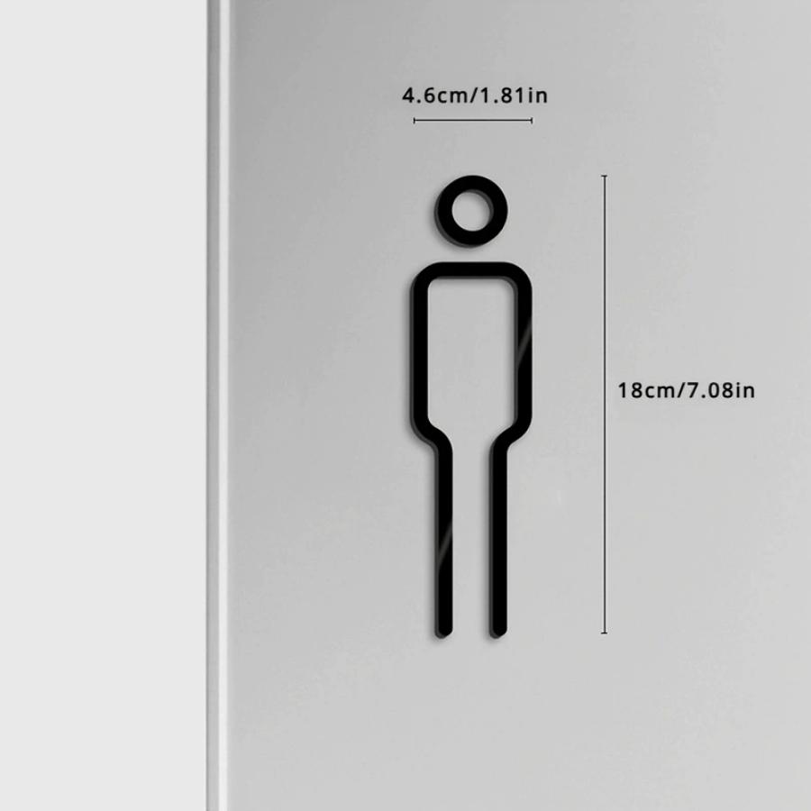 2pcs Black Color Toilet Sign Plate Brass Wash Room Door Wall Label Sticker Wc Holder Signage Board