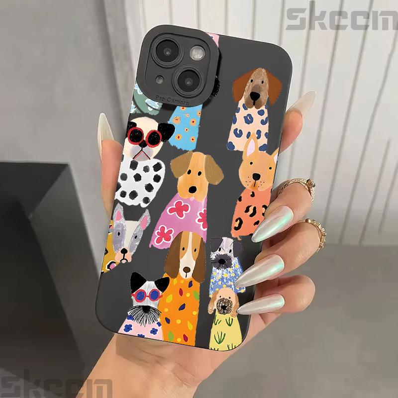 Funny Colorful Dog Pattern Design Phone Case For iPhone 17 16 15 14 Pro Max 12 11 13 Mini 17 Air XS X XR 7 8 Plus 16e Soft Cover