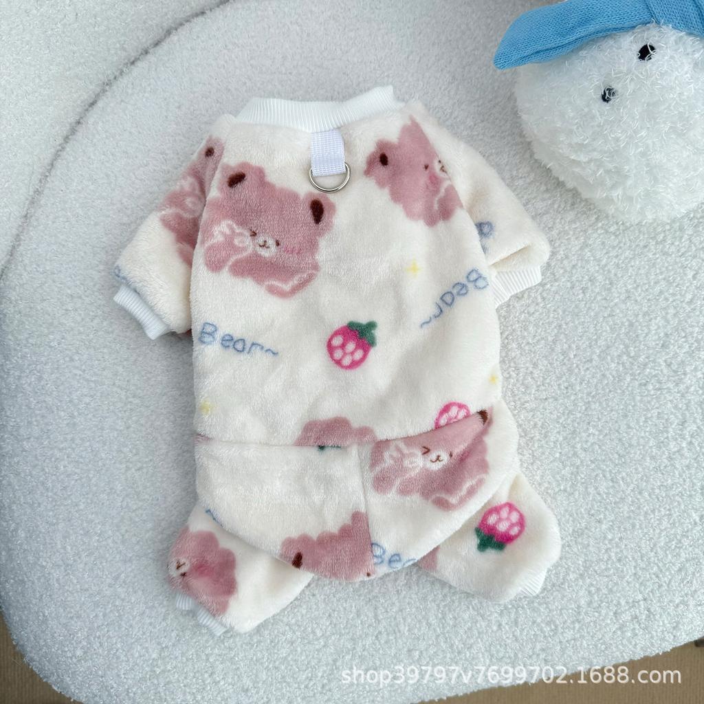 Pet Clothing Dog Four-legged Clothing Autumn and Winter Fleece Thickened Warm Pet Cat Clothes Cute Going Out