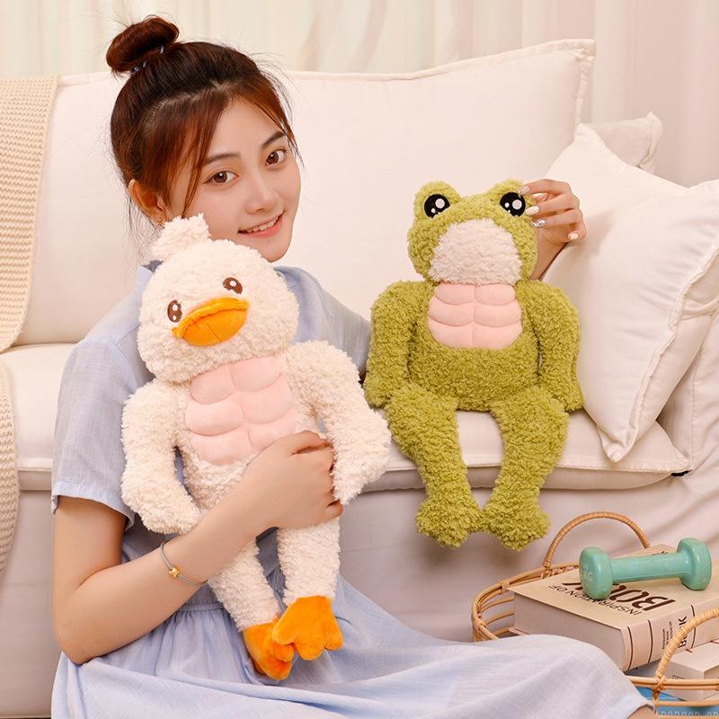 Muscle Frog Duck Plush Toy Fitness Stuffed Doll Gift For All Ages