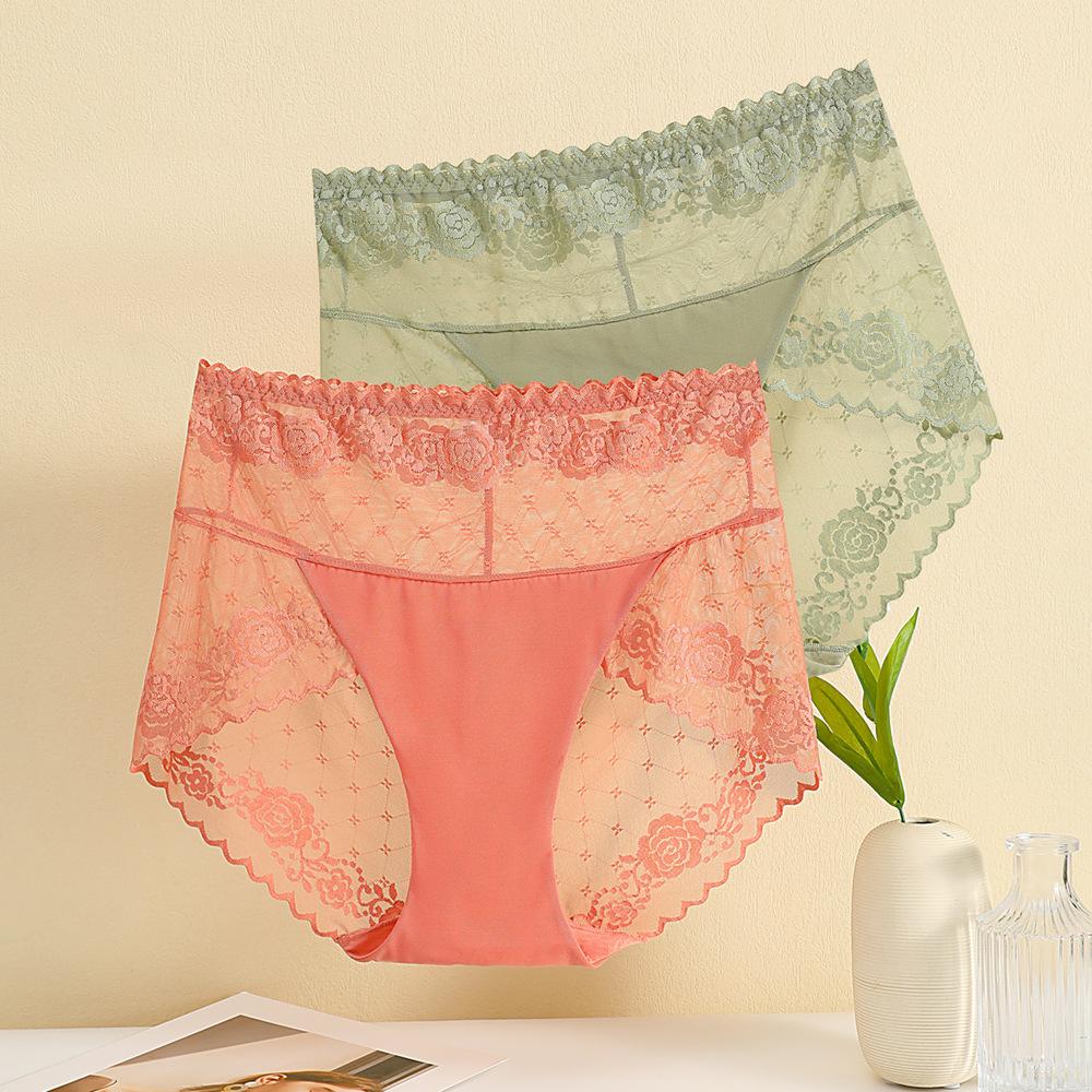 12 Color High Waist Women Panties Sexy Lace Stars Briefs Summer Ultra Thin Mesh Breathable Lingerie Female Seamless Intimates