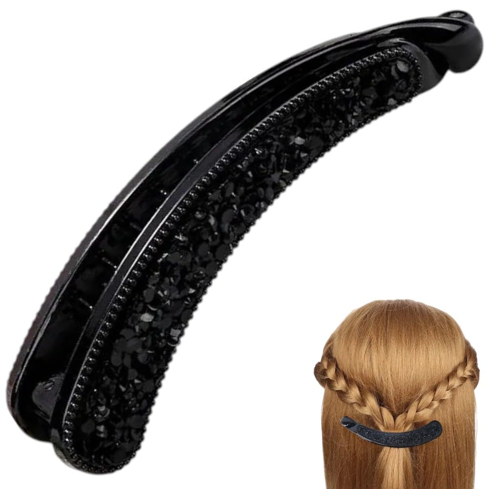 

Rhinestone Banana Clip for Ball Easy Hair Styling for Sparkly Barrette with Simple Ball and Comb Updos, Beginners, Crystals, Updos, (Black) чёрный