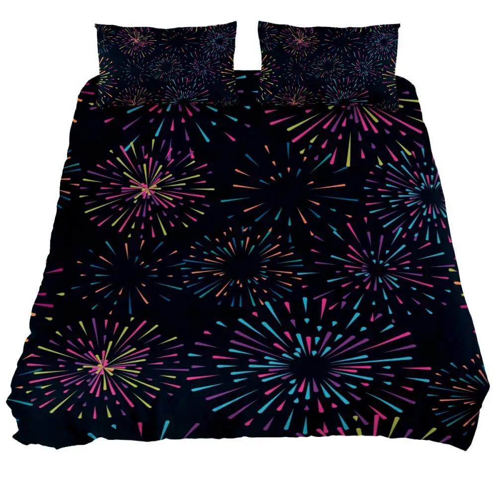 Fireworks Soft Durable Quality Duvet Cover Colourful Fires Celebrate Mery Christmas Theme Polyester for Children Tens Women for Bedrom Decoration