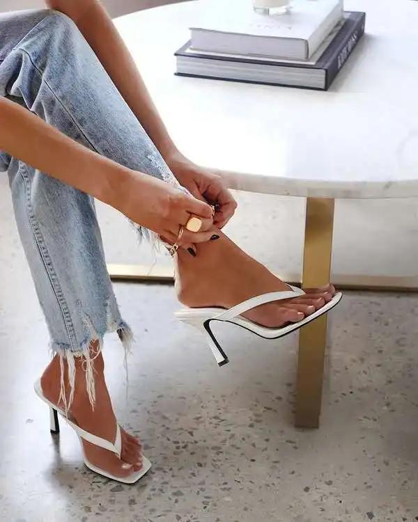 

2025 Summer Slippers Women Shoes Fashion Sexy Thin Heels Flip Flops Woman Shoes High Heels Sexy Ladies Slipper Plus Size 42 36