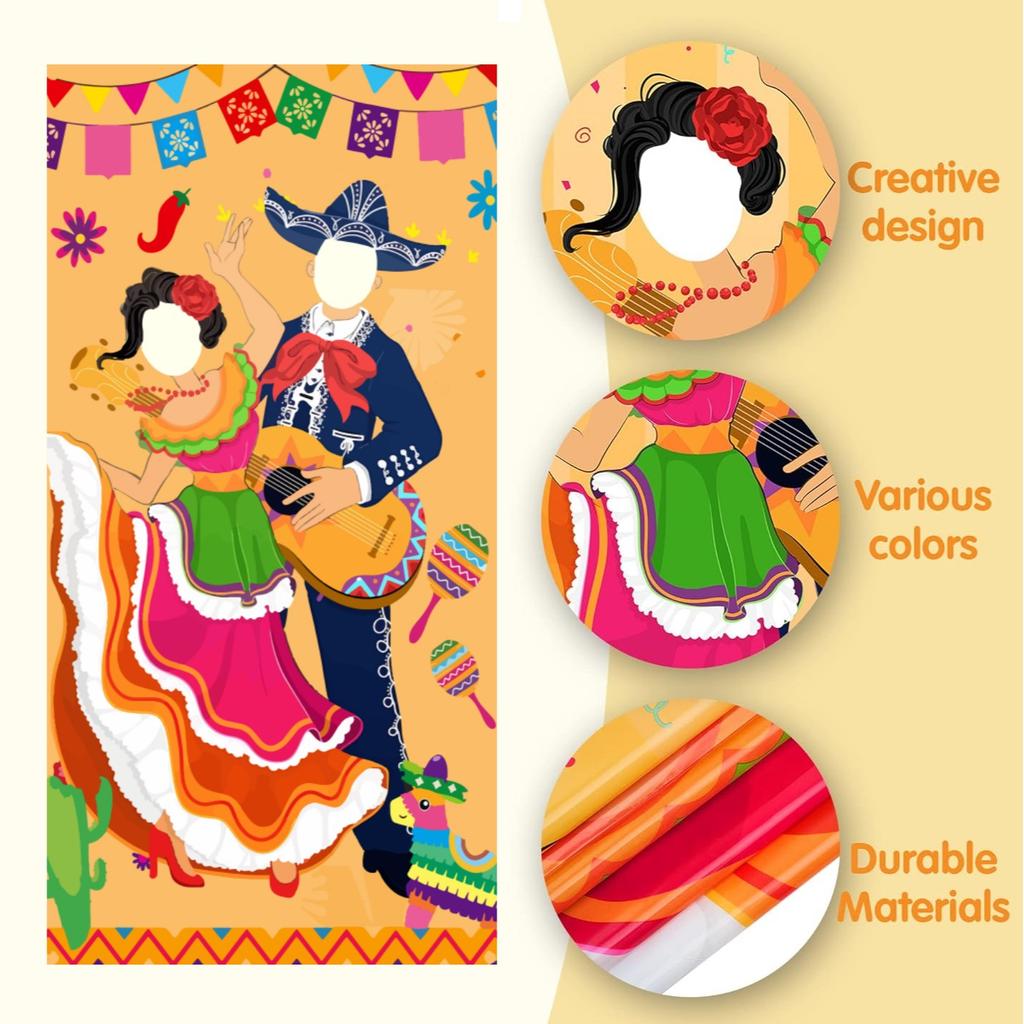1 Pc Cinco De Mayo Fiesta Couple Photo Door Banner For Party Supplies, Mexican Photography Backdrop Decoration, Mexican Theme