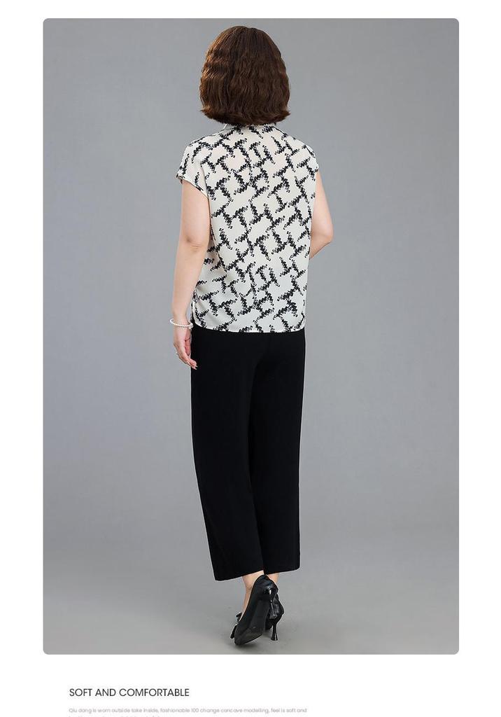 2026 Stylish Printed Short-Sleeve Top for Middle-Aged and Elderly Women - Loose, Slimming, Versatile.