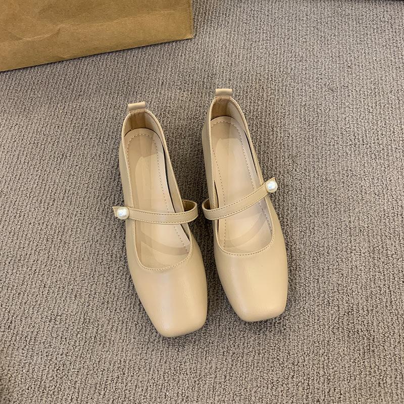 Square head Mary Jane shoes women's shoes spring and autumn 2025 new thick heel with French style with skirt temperament versatile