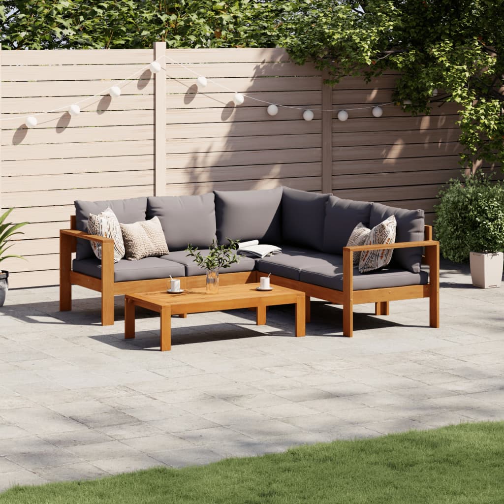 4 Piece Garden Sofa Set with Cushions Solid Acacia Wood