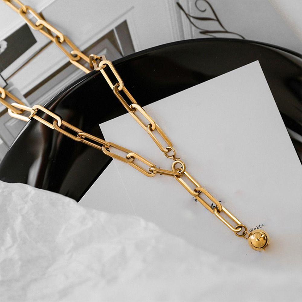 Adjustable Metal Choker Necklace Gold Clavicle Chain Necklace Paperclip Necklace  Girl Gift