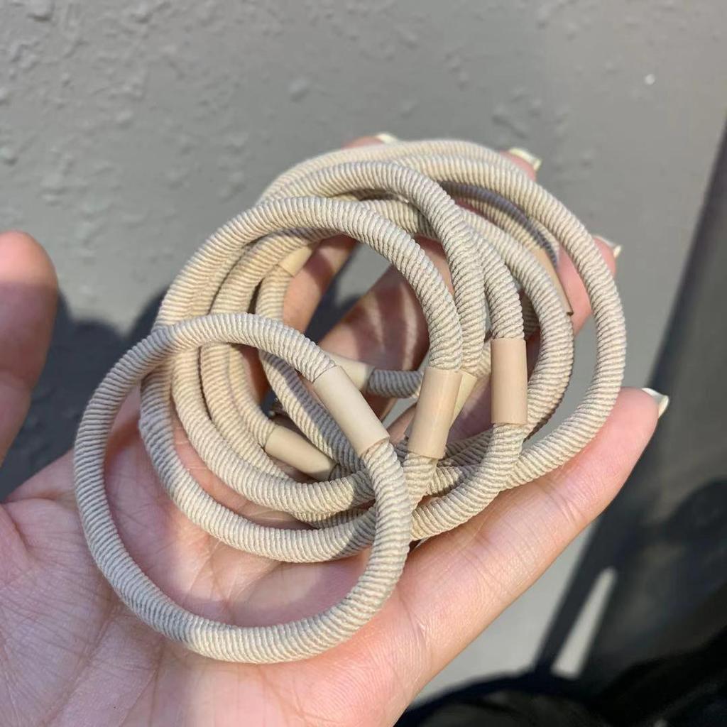 Versatile Korean Mori Style Milk Coffee Hair Tie - High Elastic, Durable Thick Rubber Band Accessories